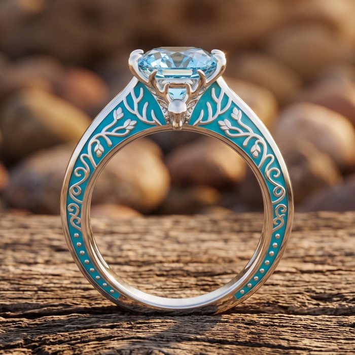 Antler Bloom Ring - Aquamarine 1