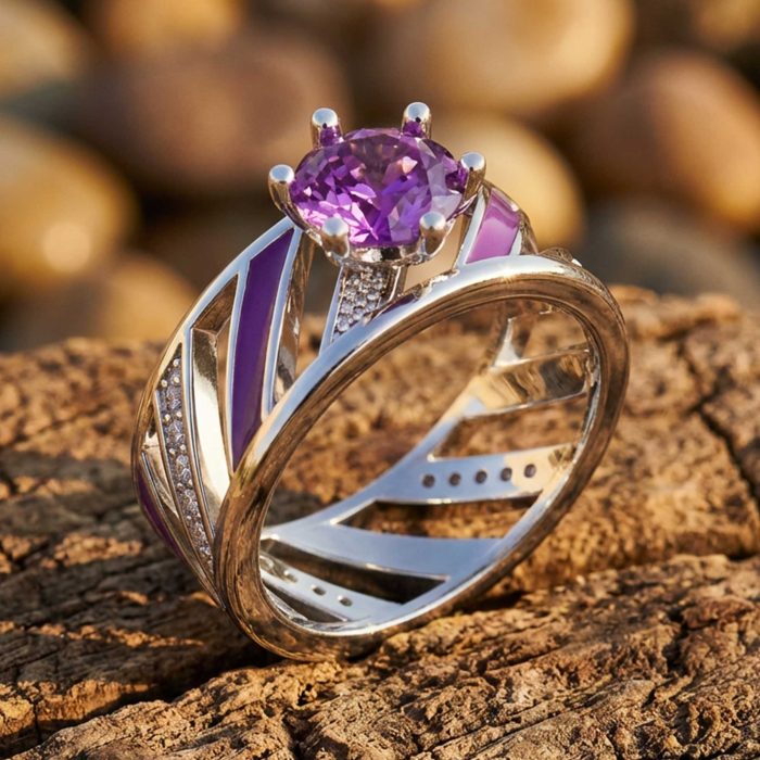 Aurora Veil Ring - Amethyst 1