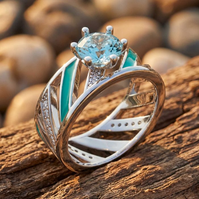 Aurora Veil Ring - Aquamarine 1