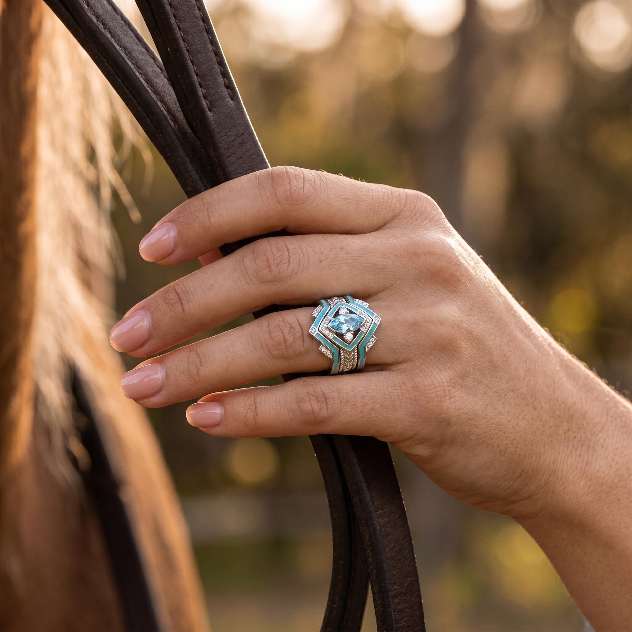 Azure Mesa Shield Ring - Aquamarine 2