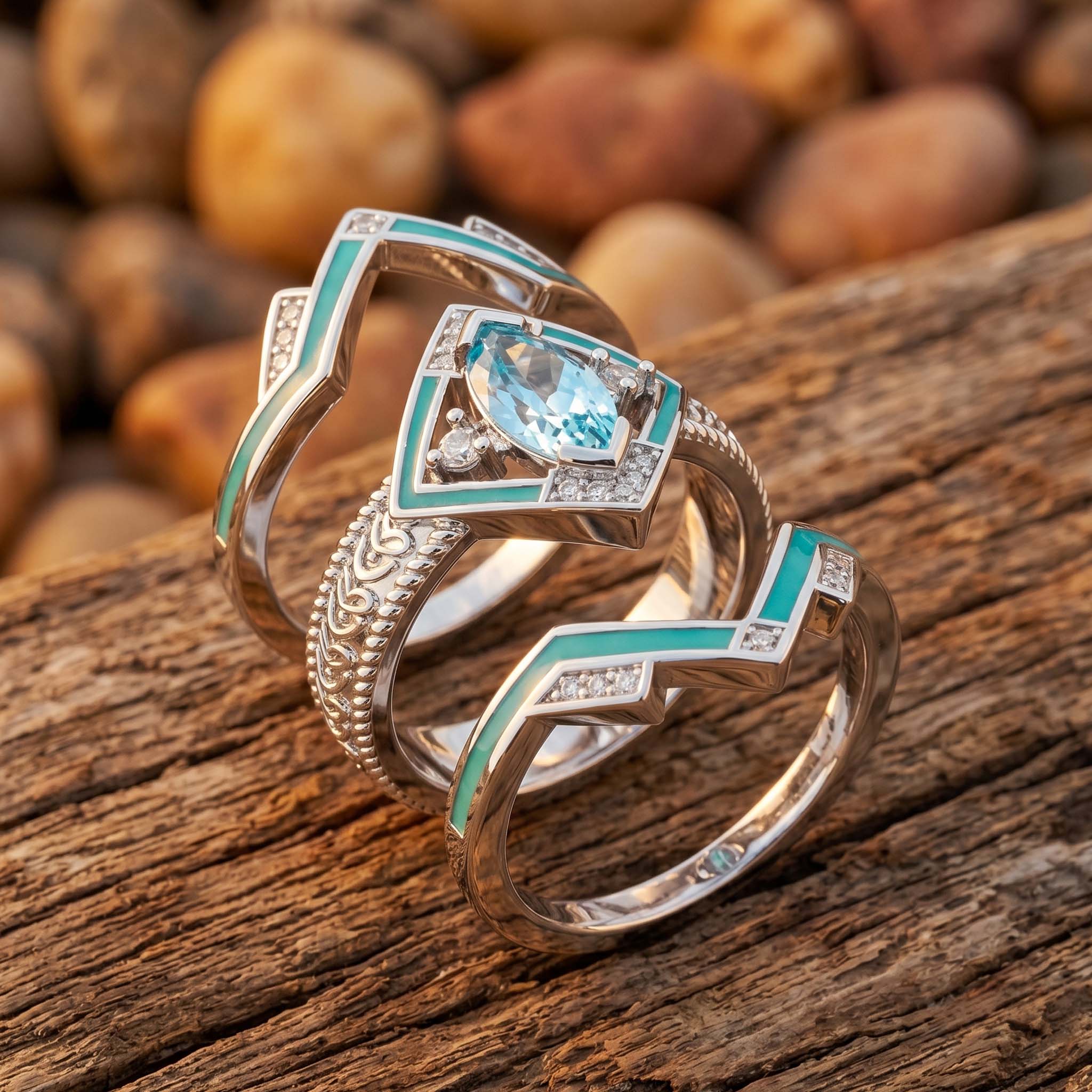Azure Mesa Shield Ring - Aquamarine 3