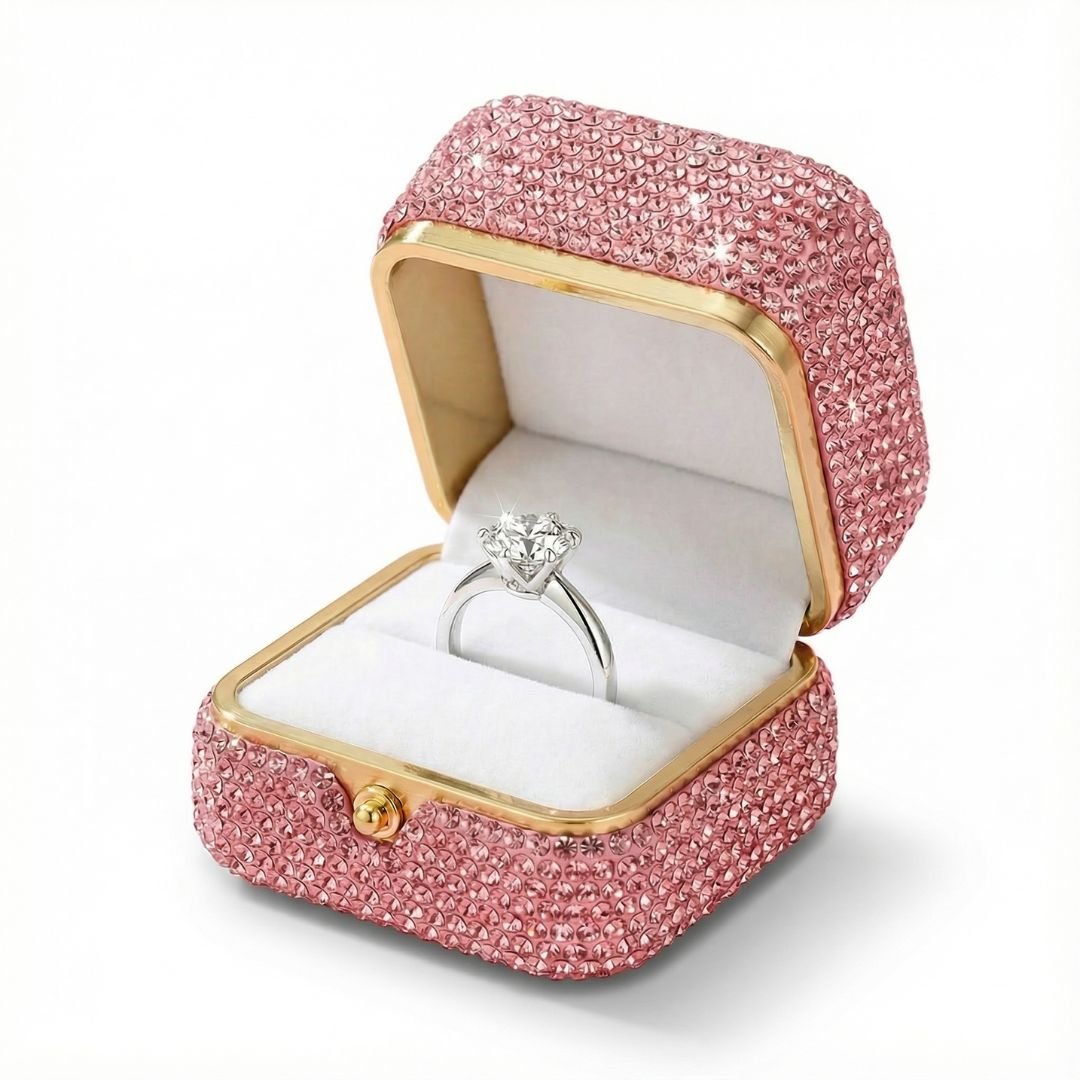 Gorgeous Pink Crystal Ring Box 1