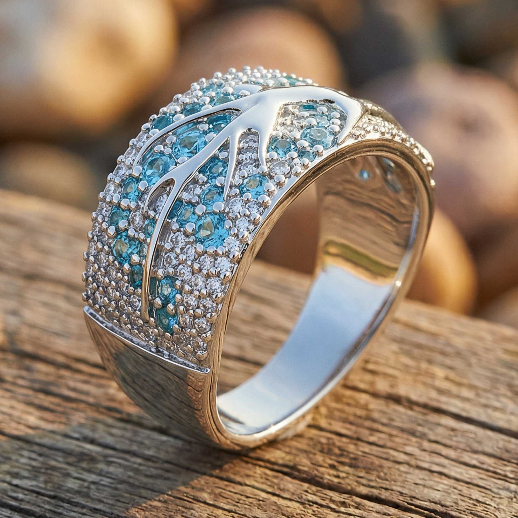 Bubblewaltz Ring - Aquamarine 3