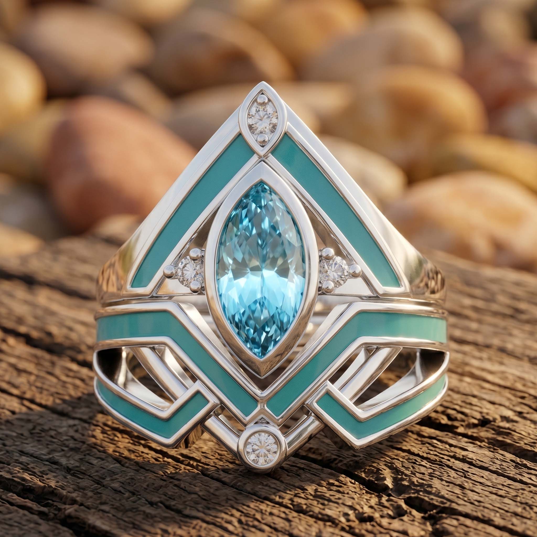 Canyon Peak Ring - Aquamarine 1