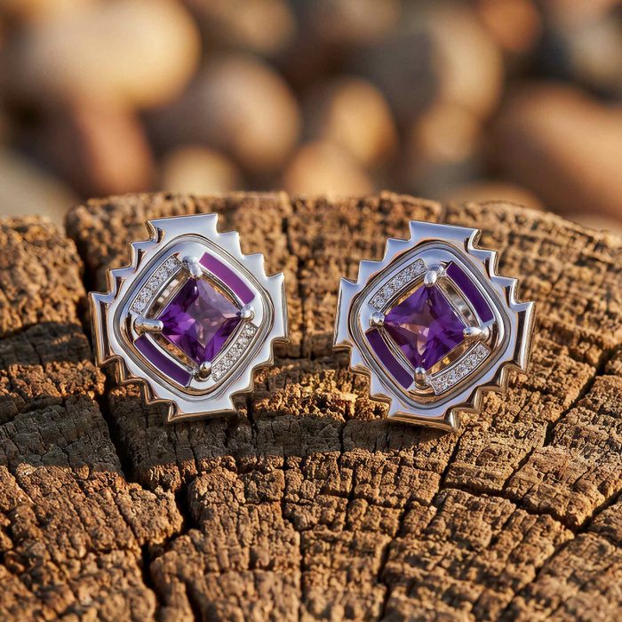 Cascading Ridges Earrings - Amethyst 1