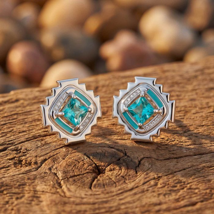 Cascading Ridges Earrings - Aquamarine 1