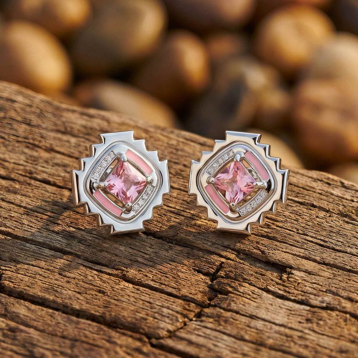 Cascading Ridges Earrings - Rose Quartz 1