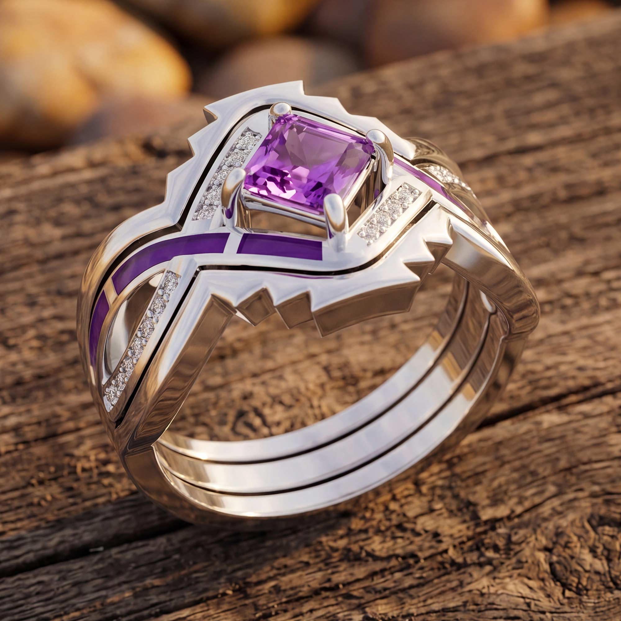 Cascading Ridges Ring - Amethyst 3