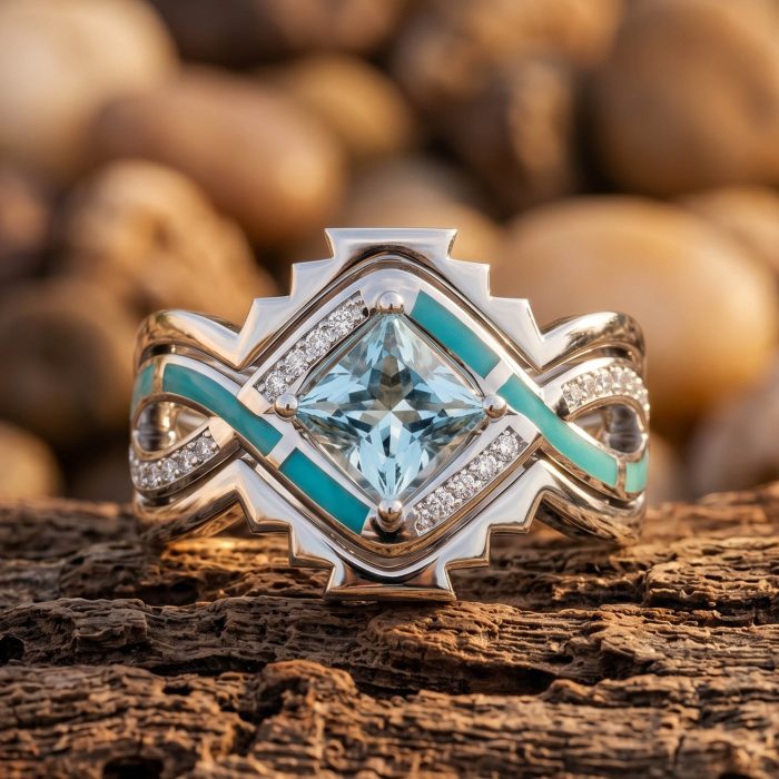 Cascading Ridges Ring - Aquamarine 1