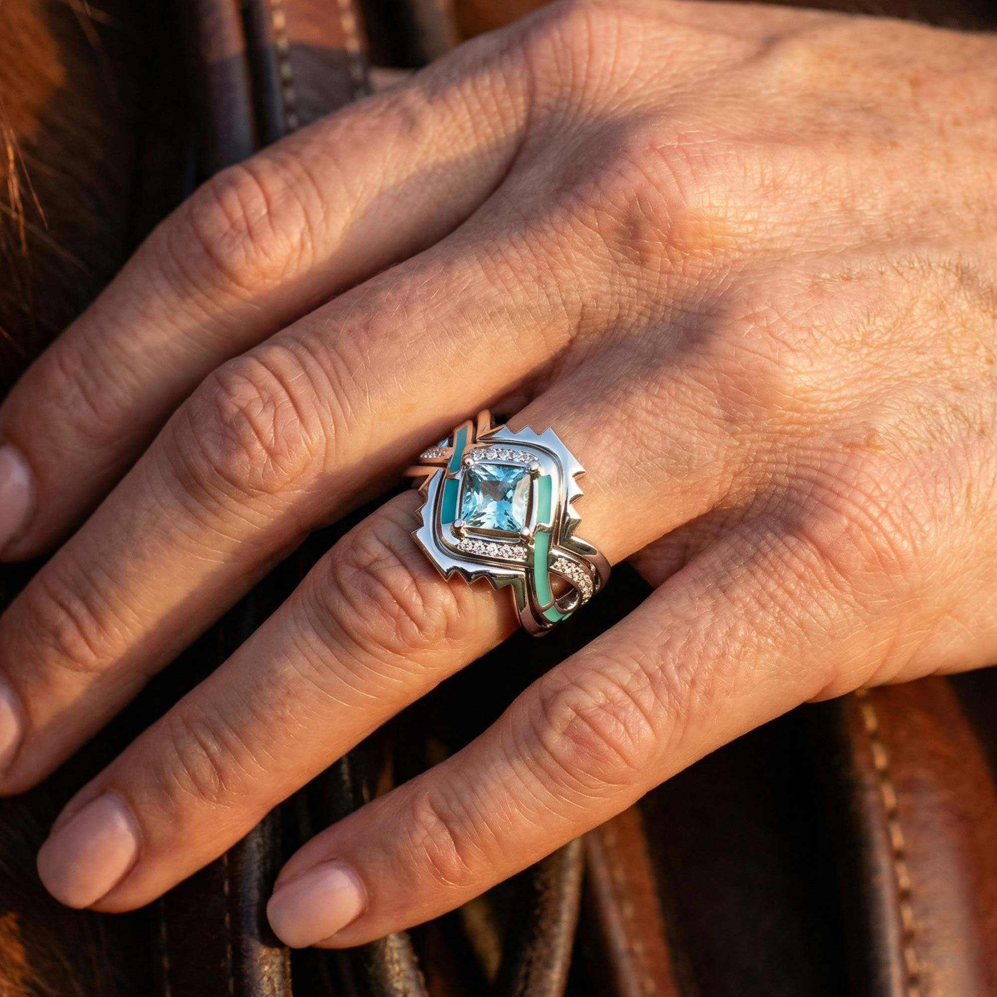 Cascading Ridges Ring - Aquamarine 4