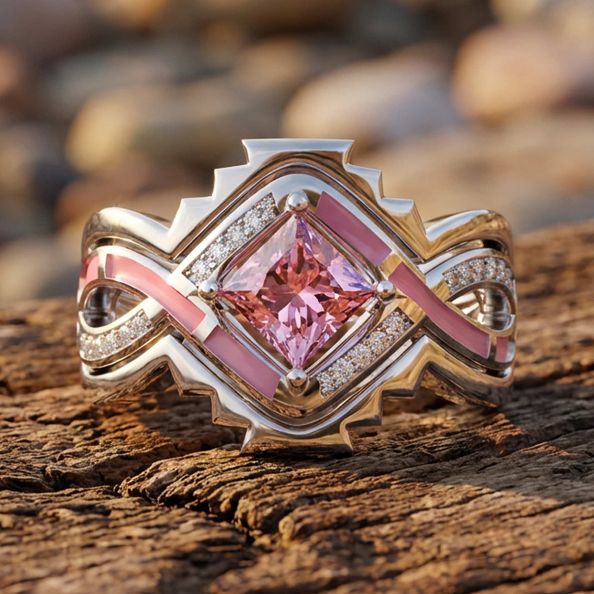 Cascading Ridges Ring - Rose Quartz 1