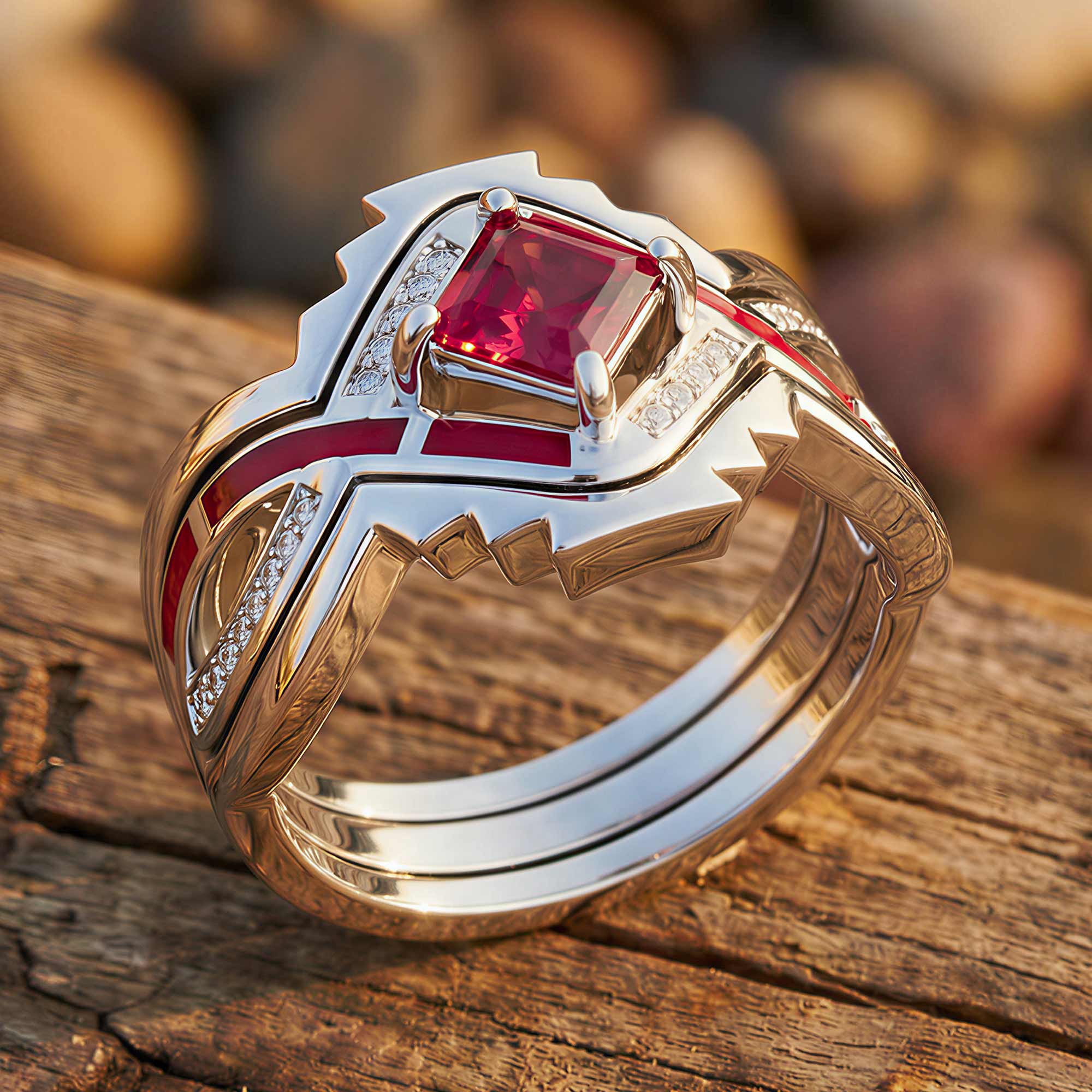 Cascading Ridges Ring - Ruby 3