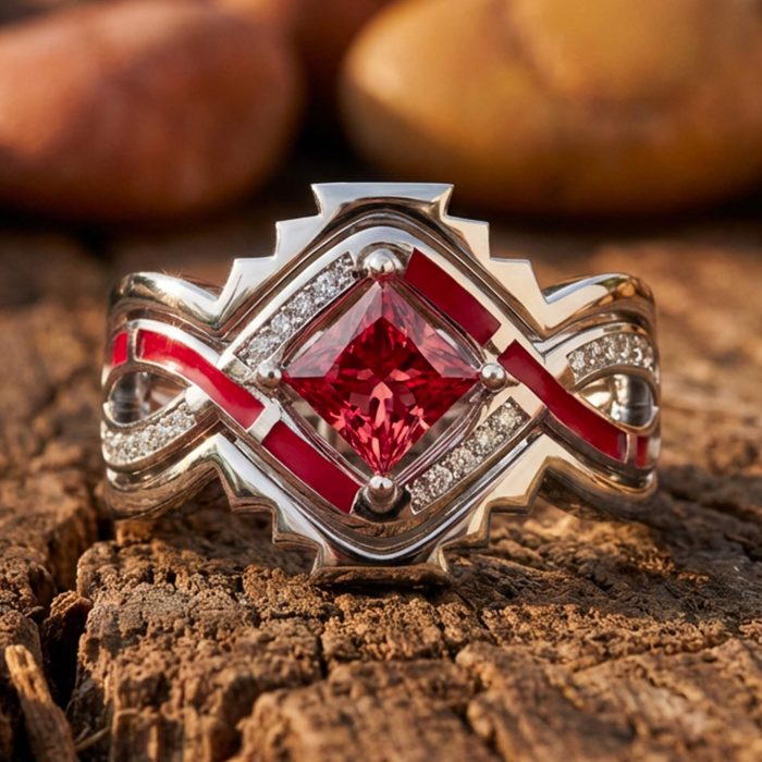 Cascading Ridges Ring - Ruby 1