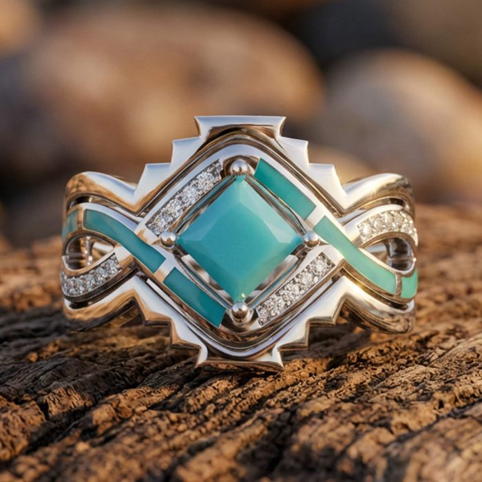 Cascading Ridges Ring - Turquoise 1