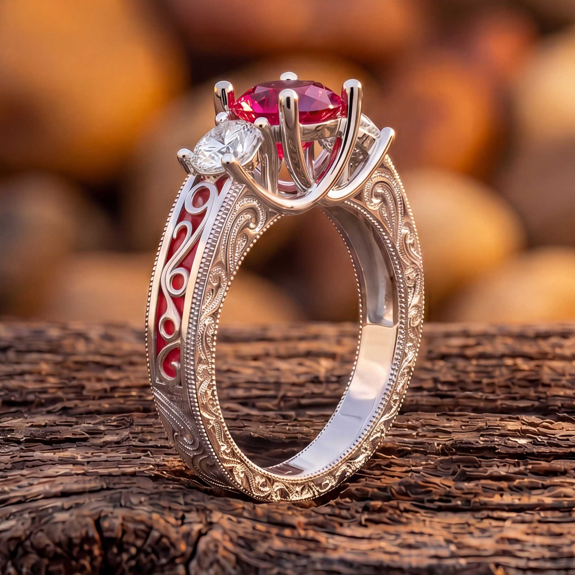Century Romance Ring - Ruby 3
