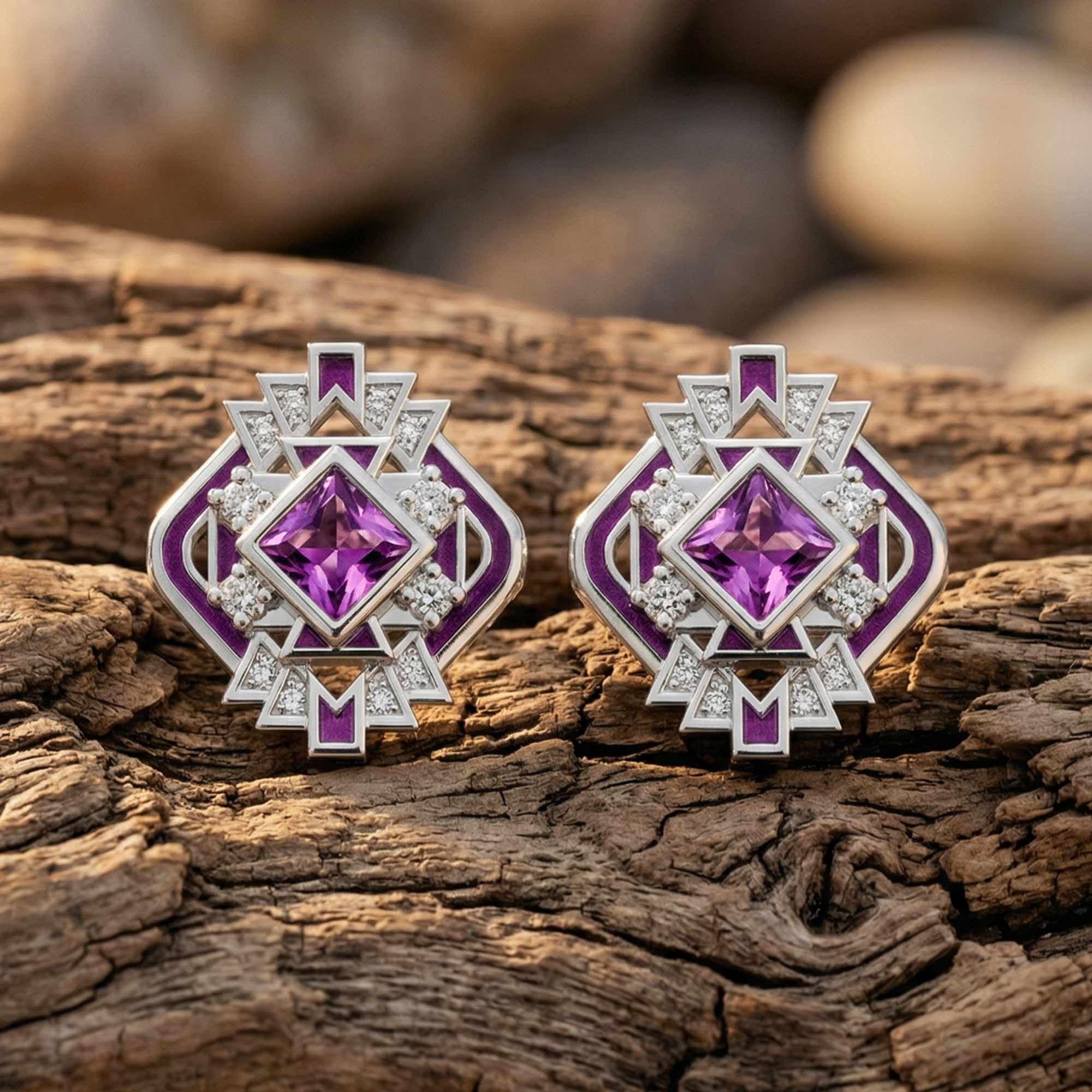 Chief's Crown Earrings - Amethyst 3