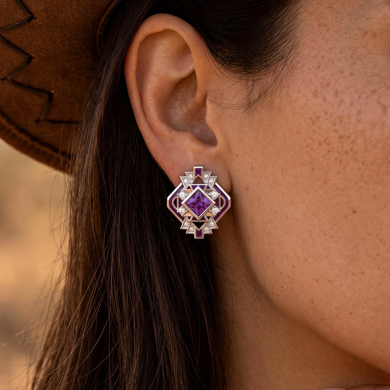 Chief's Crown Earrings - Amethyst 4