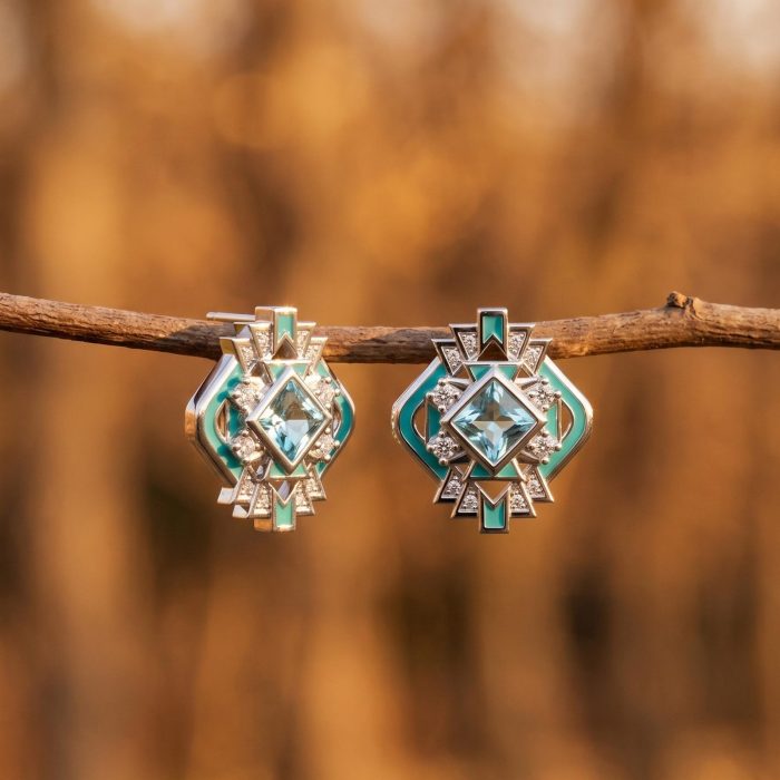 Chief's Crown Earrings - Aquamarine 1