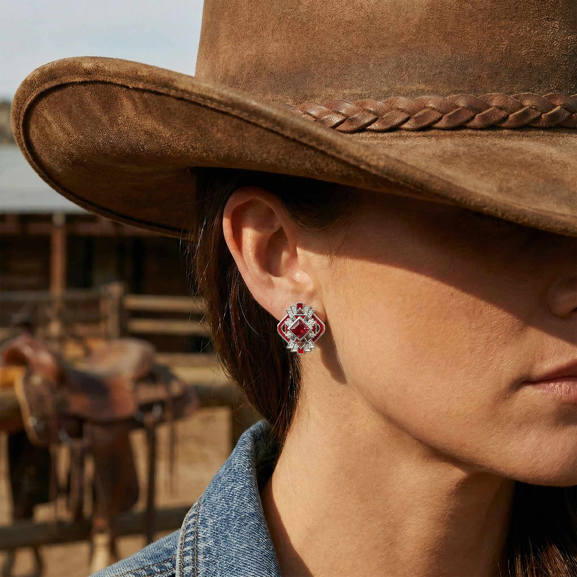 Chief's Crown Earrings - Ruby 2