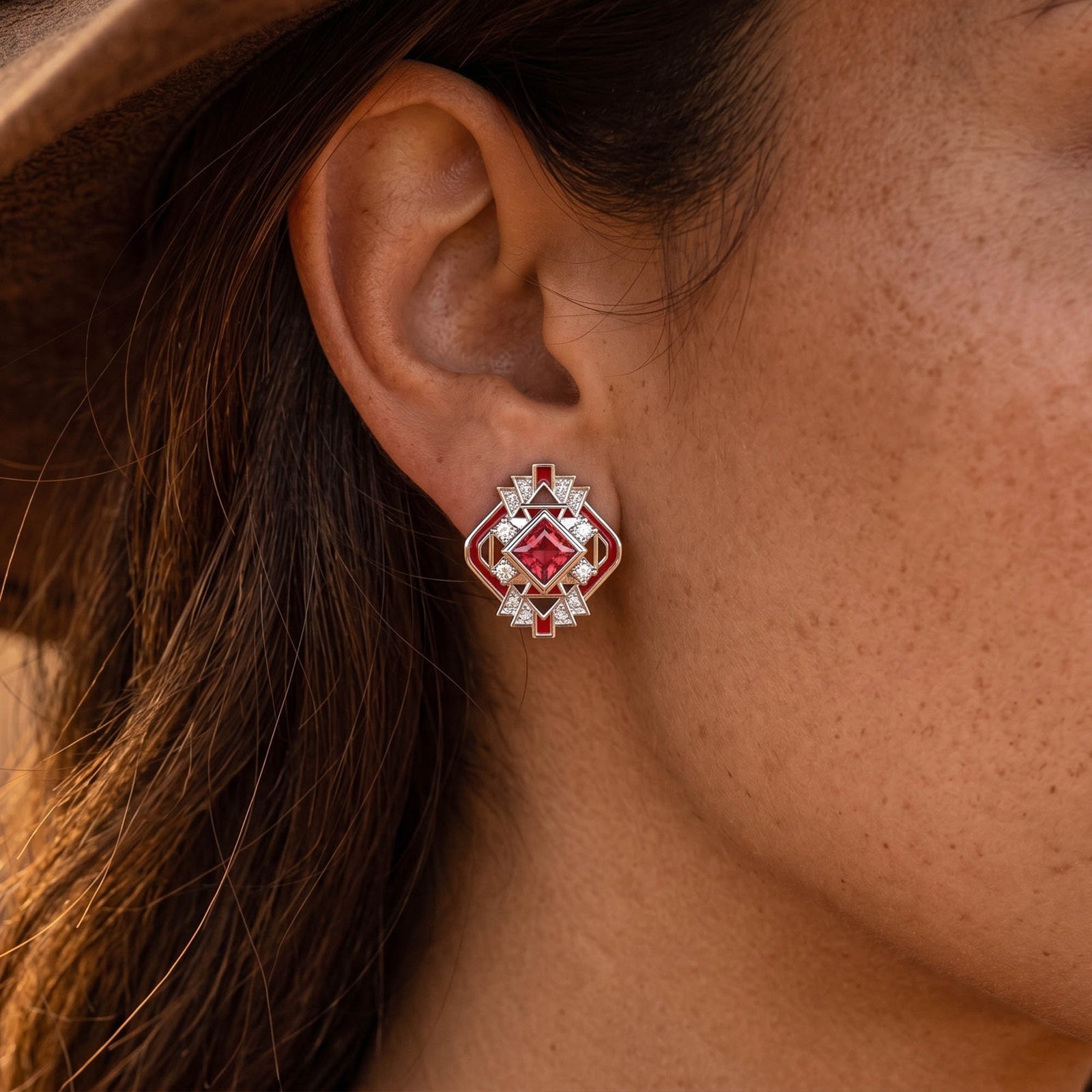 Chief's Crown Earrings - Ruby 4