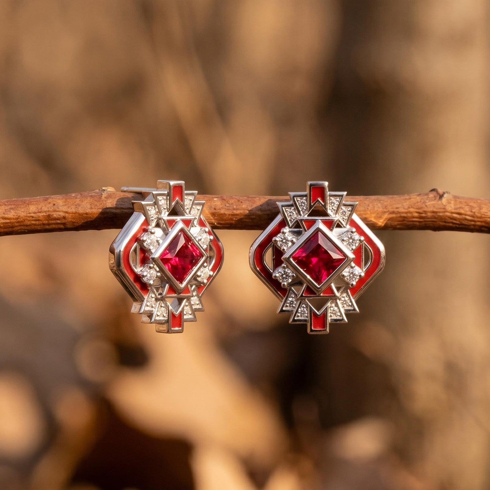 Chief's Crown Earrings - Ruby 1