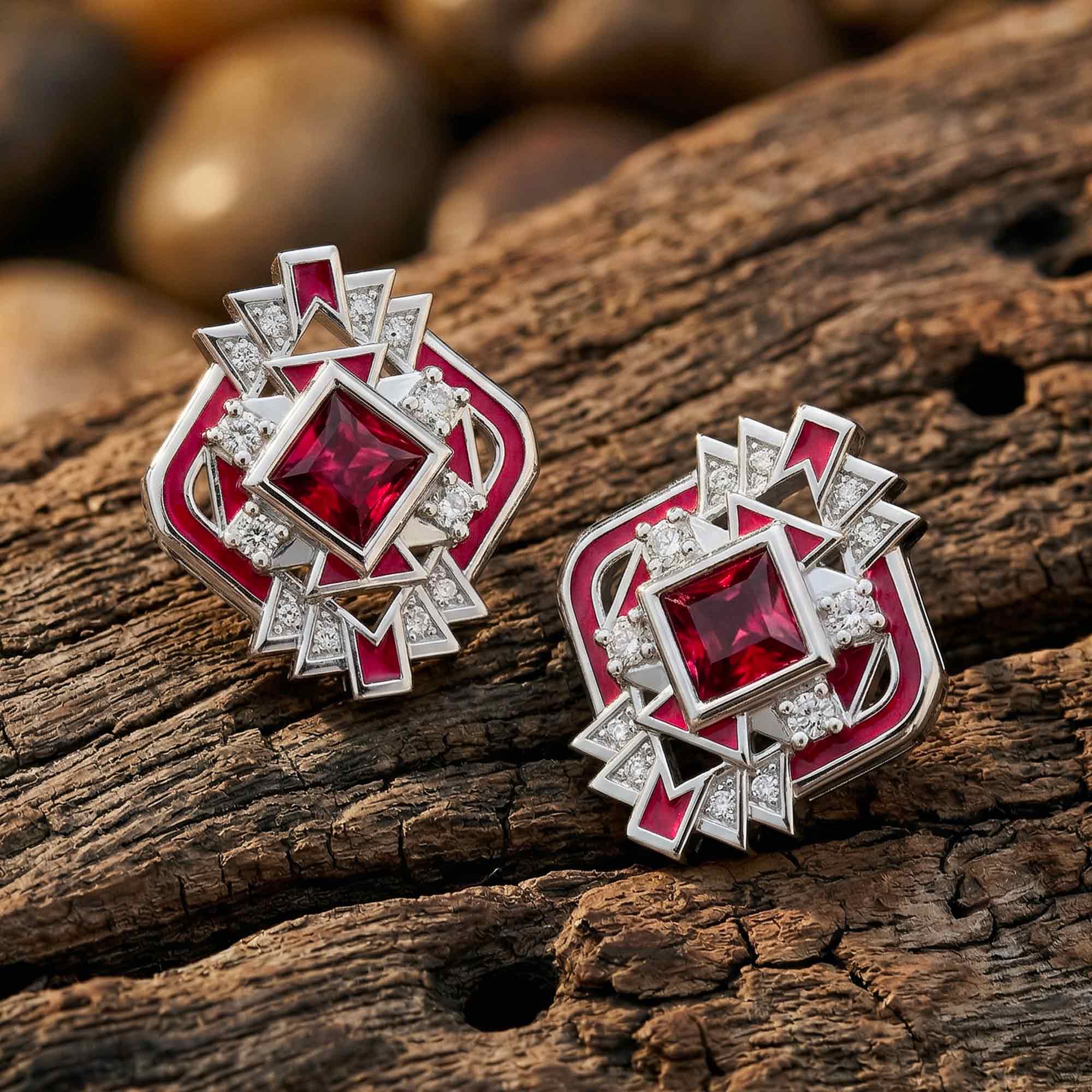 Chief's Crown Earrings - Ruby 3