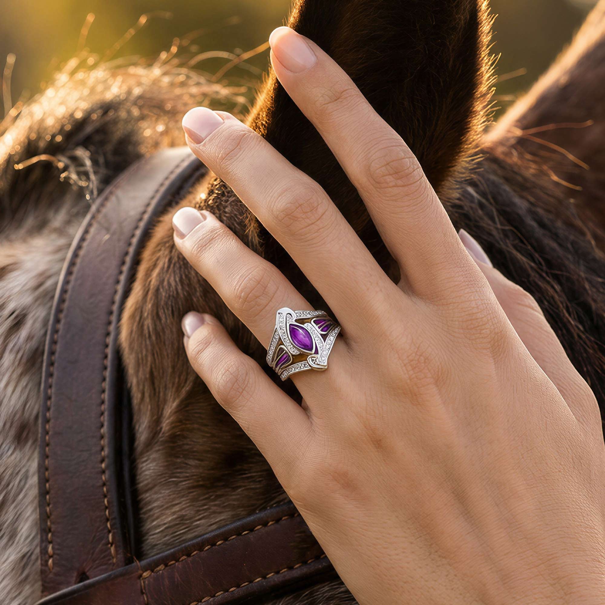 Cyclone Boomerang Ring - Amethyst 2