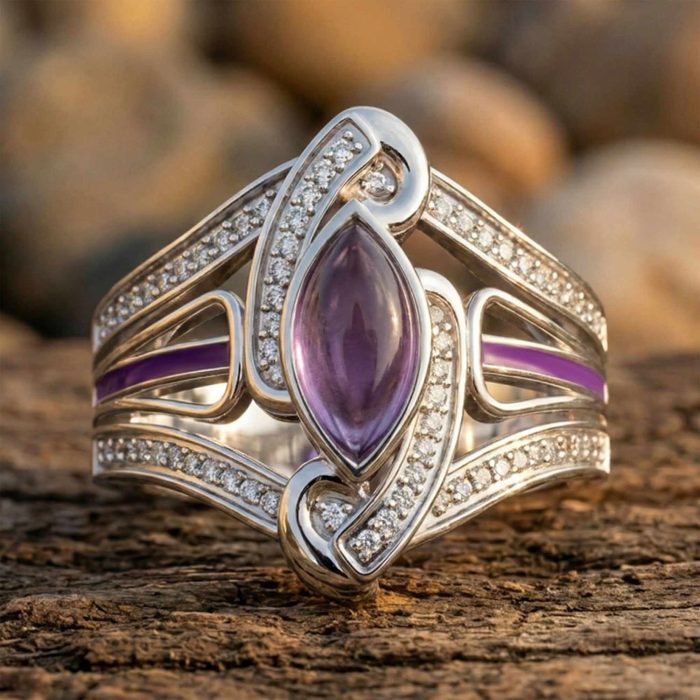Cyclone Boomerang Ring - Amethyst 1
