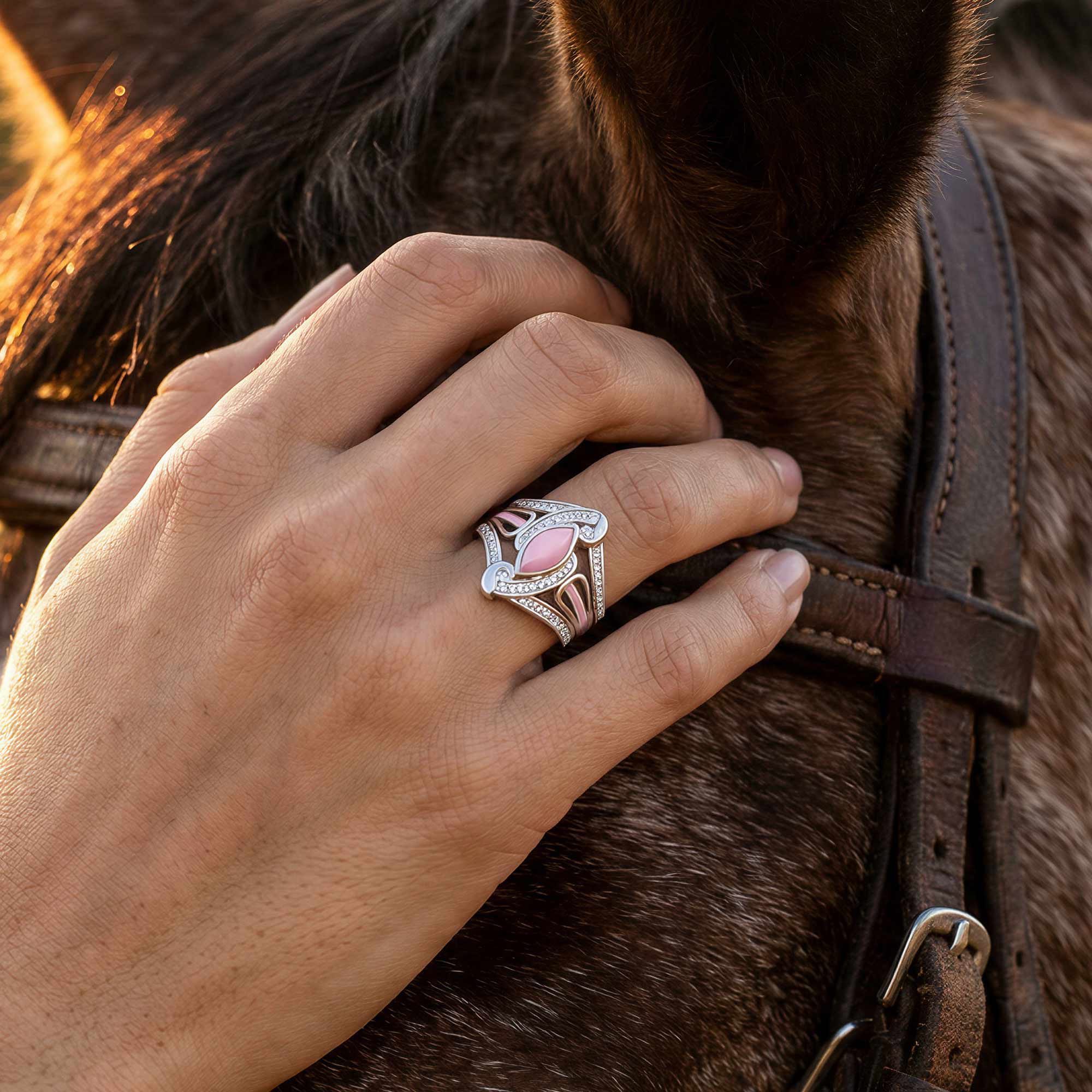 Cyclone Boomerang Ring - Rose Quartz 2