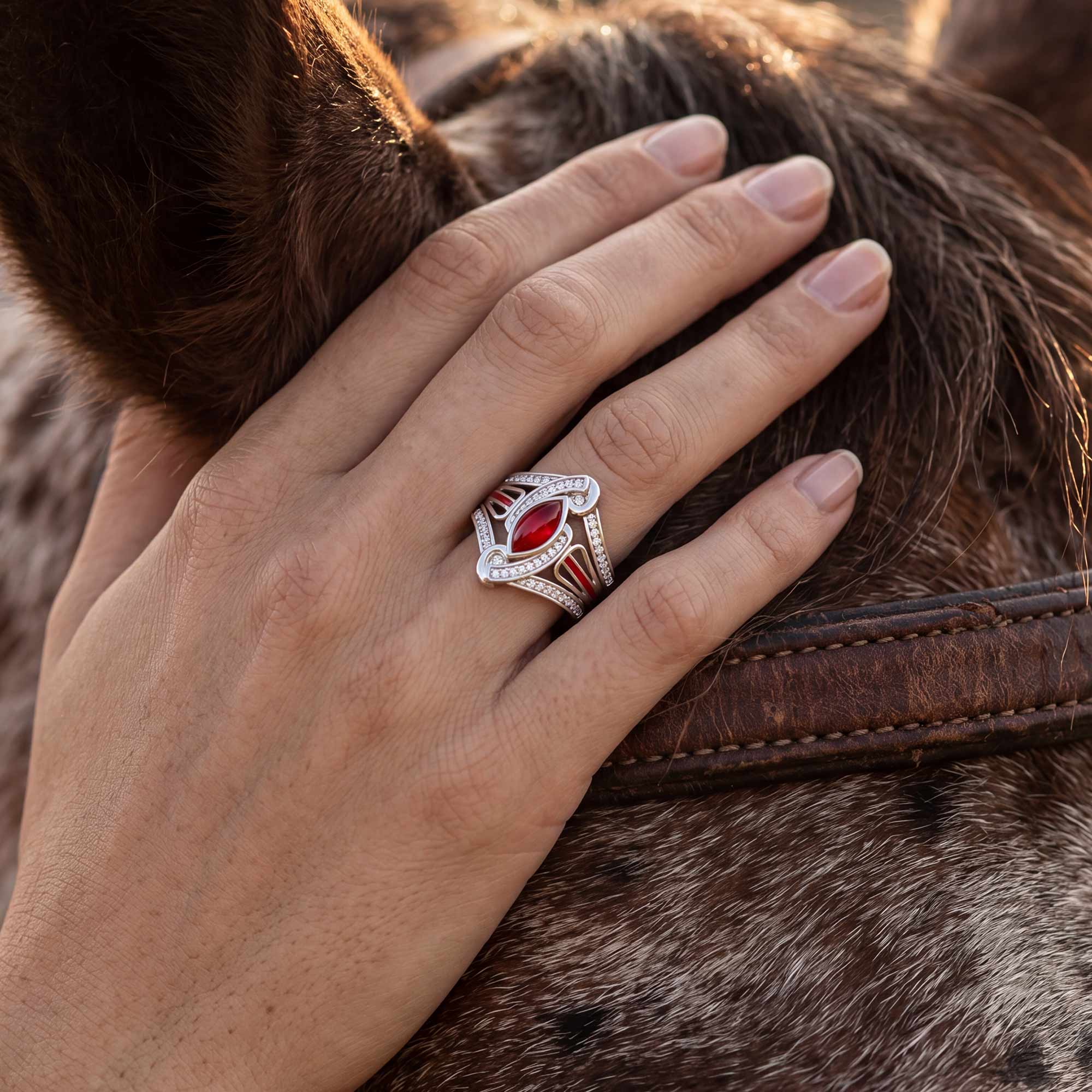 Cyclone Boomerang Ring - Ruby 4