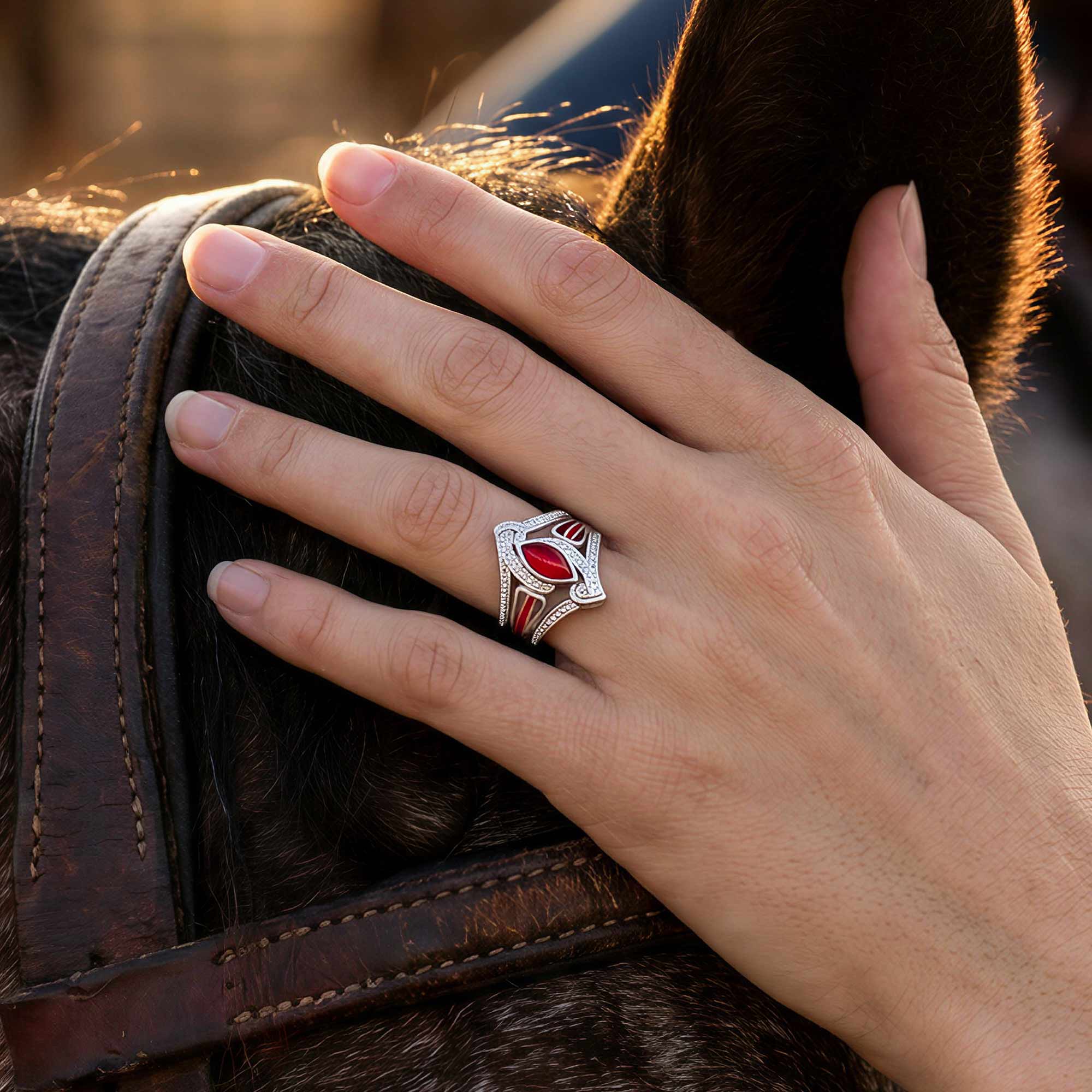 Cyclone Boomerang Ring - Ruby 2