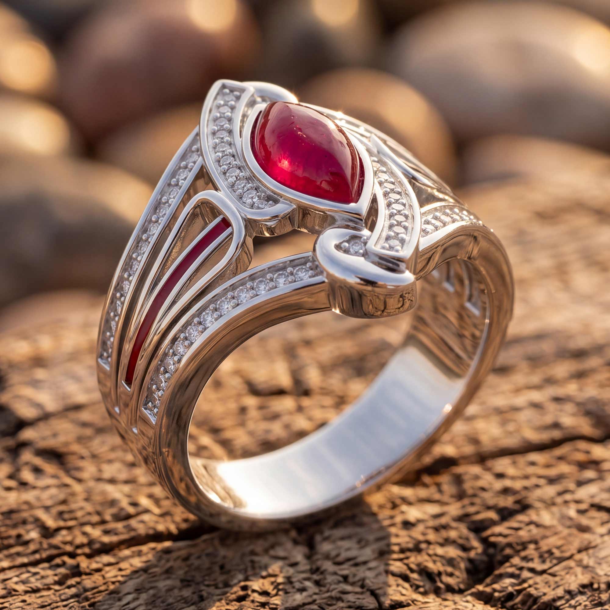 Cyclone Boomerang Ring - Ruby 3
