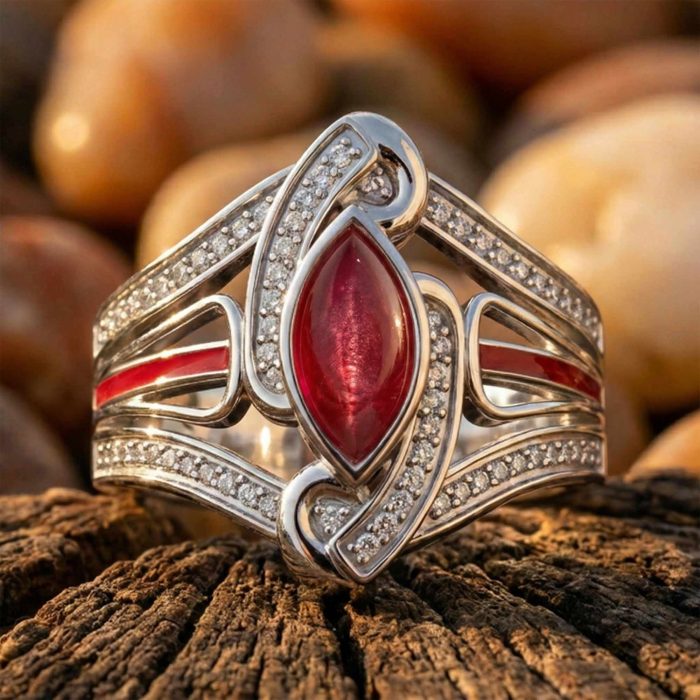 Cyclone Boomerang Ring - Ruby 1