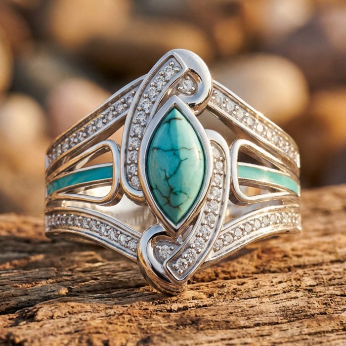 Cyclone Boomerang Ring - Turquoise 1