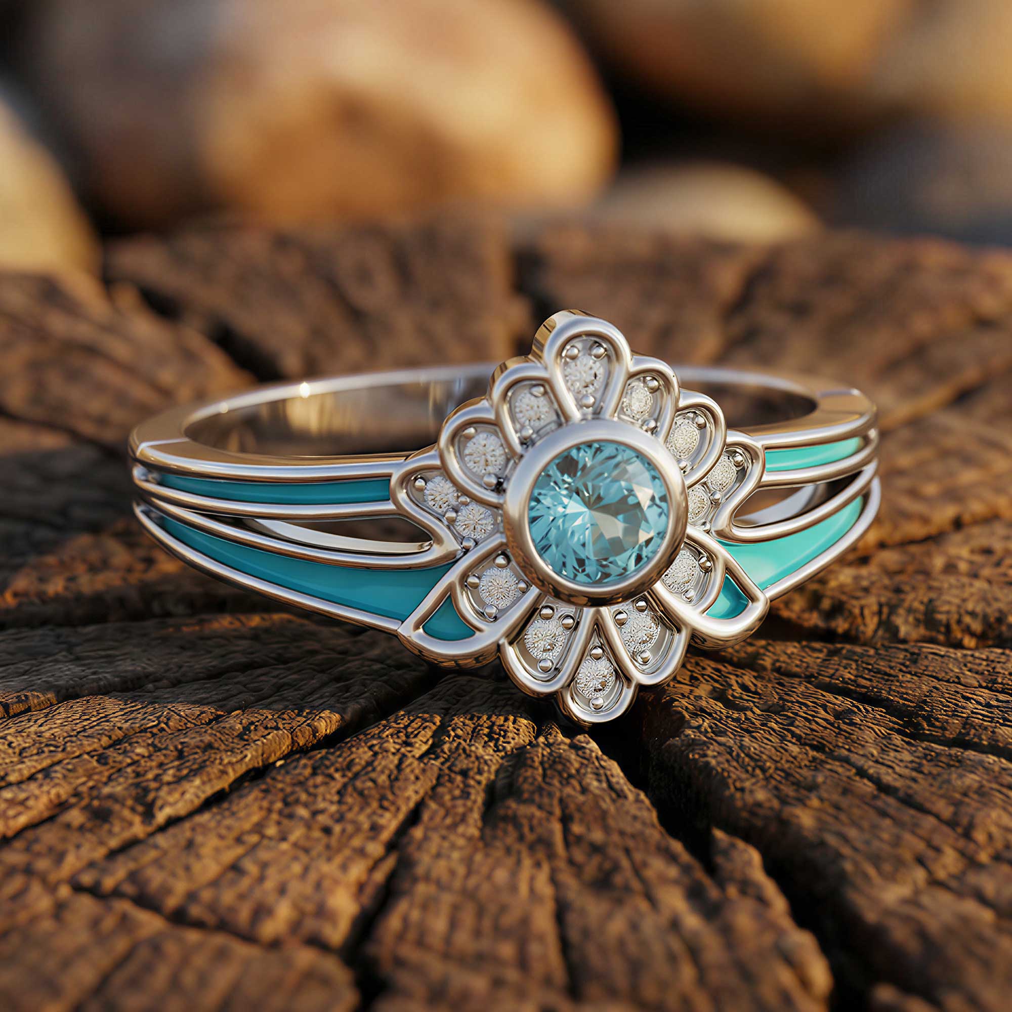 Desert Bloom Ring - Aquamarine 1