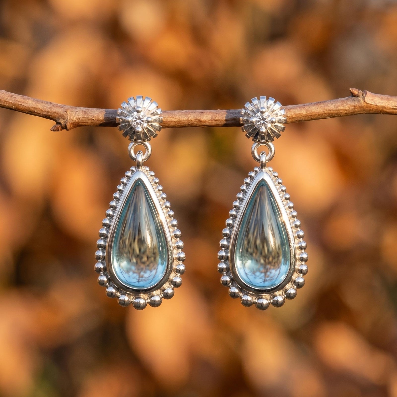 Desert Teardrop Earrings - Aquamarine 1