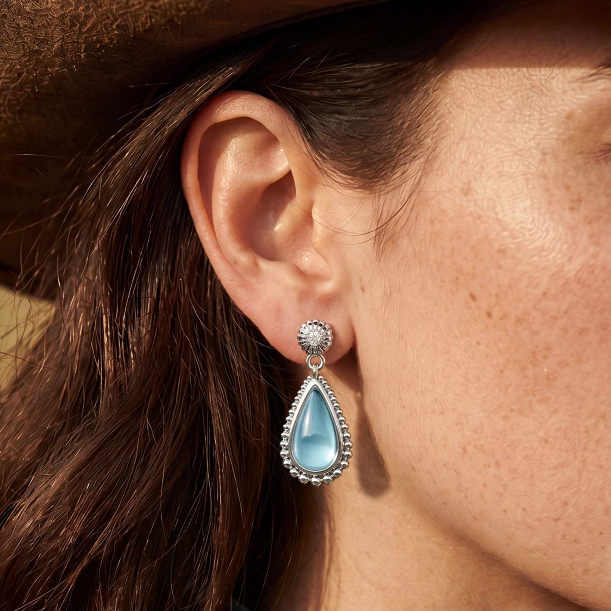 Desert Teardrop Earrings - Aquamarine 4