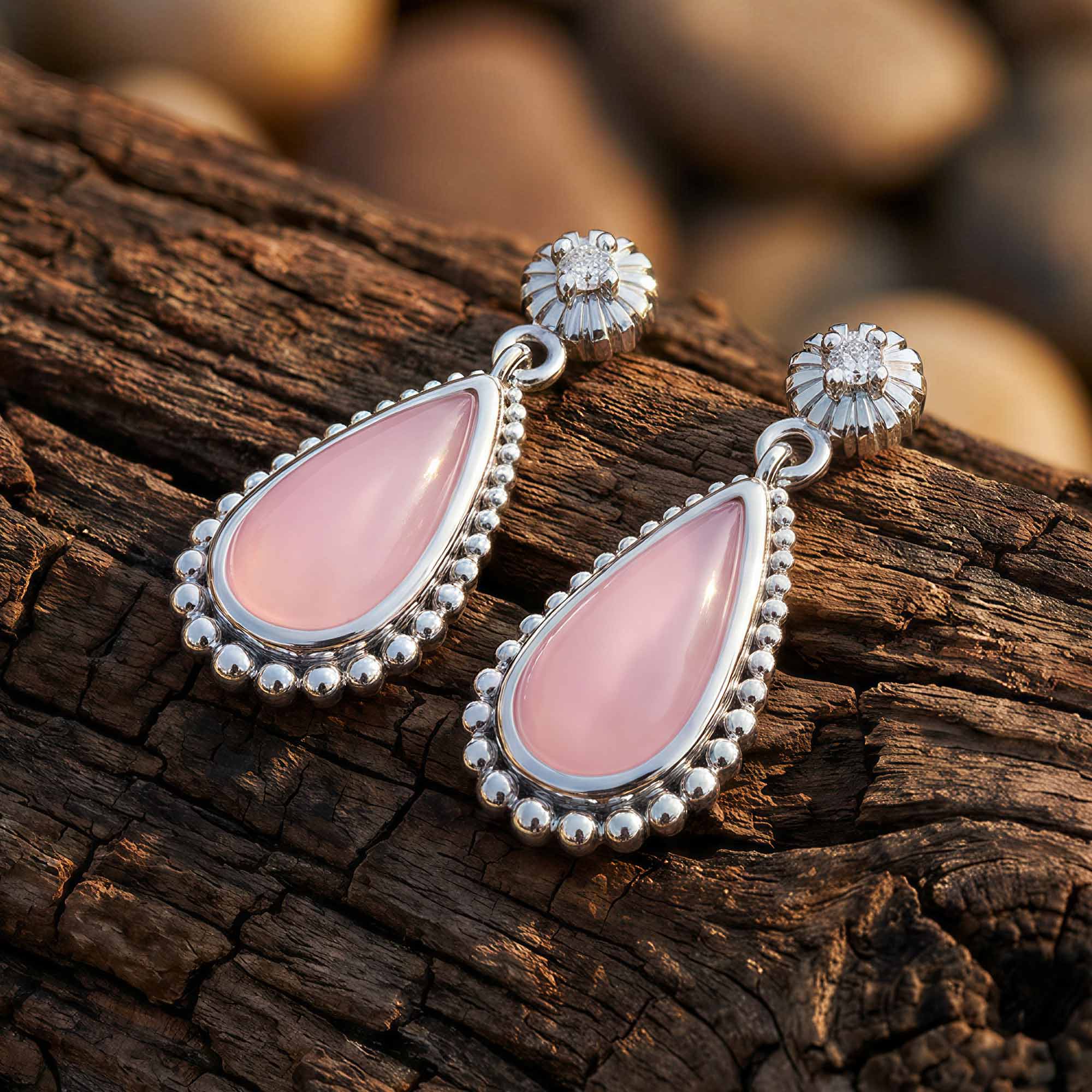 Desert Teardrop Earrings - Rose Quartz 3