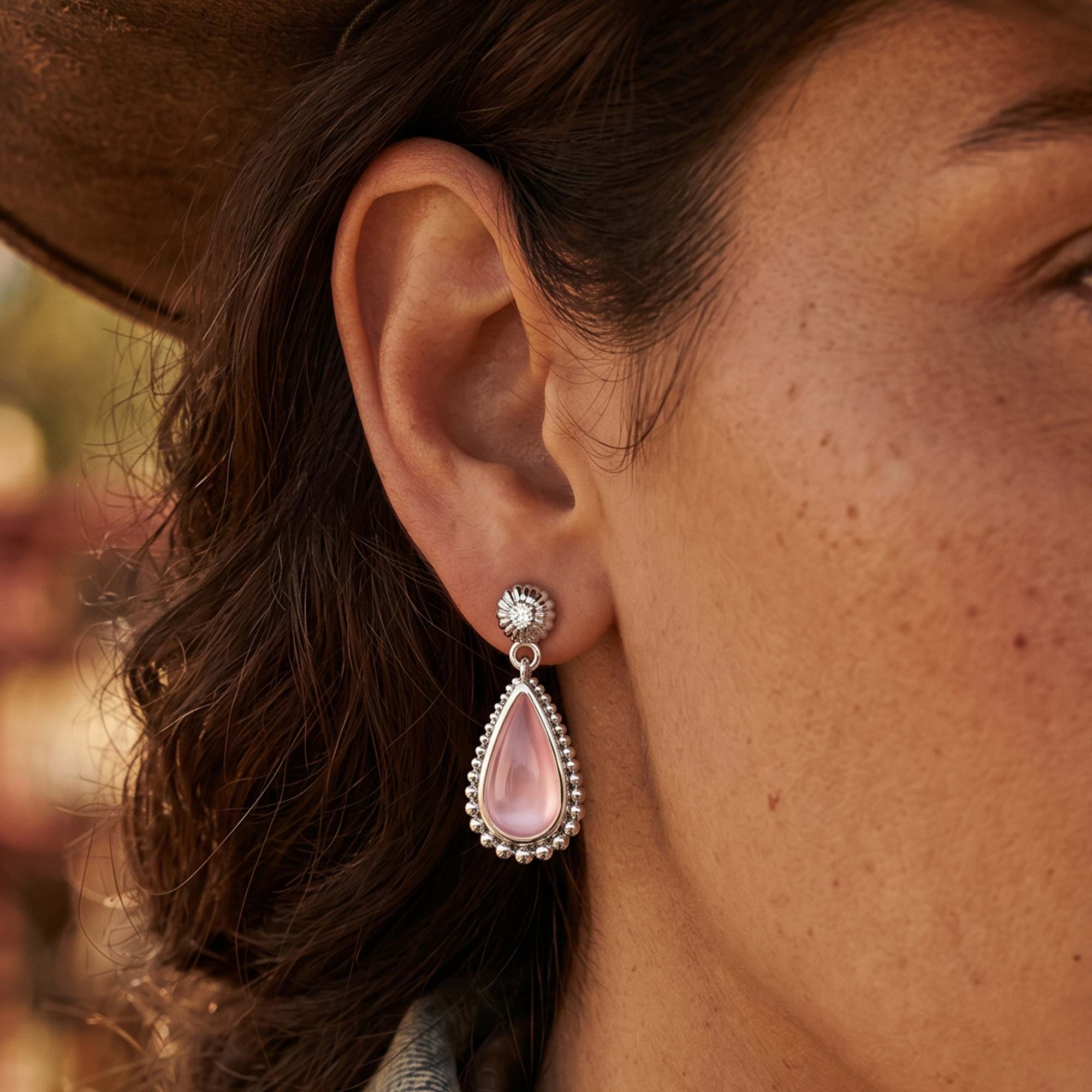 Desert Teardrop Earrings - Rose Quartz 4