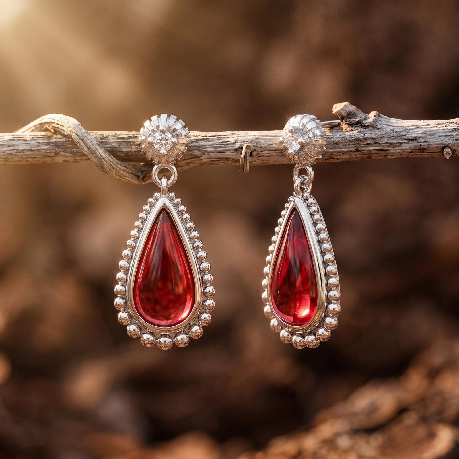 Desert Teardrop Earrings - Ruby 1