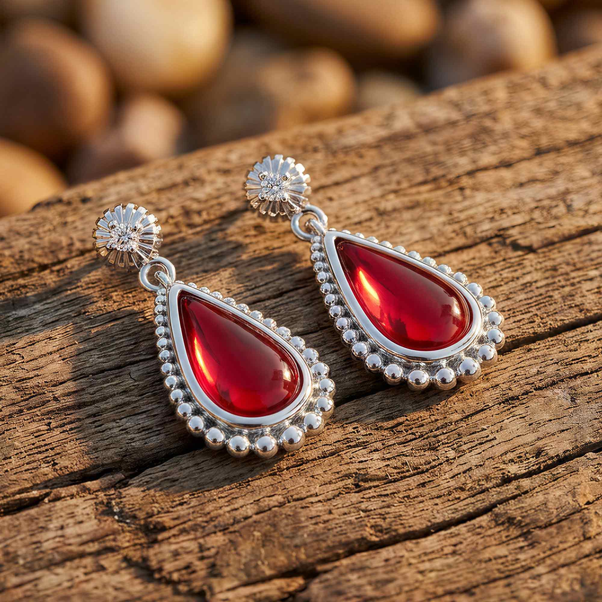 Desert Teardrop Earrings - Ruby 3