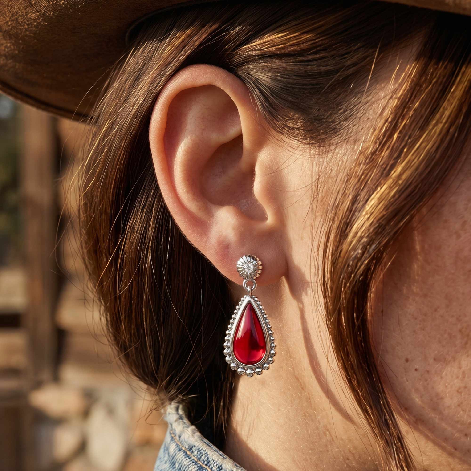 Desert Teardrop Earrings - Ruby 4