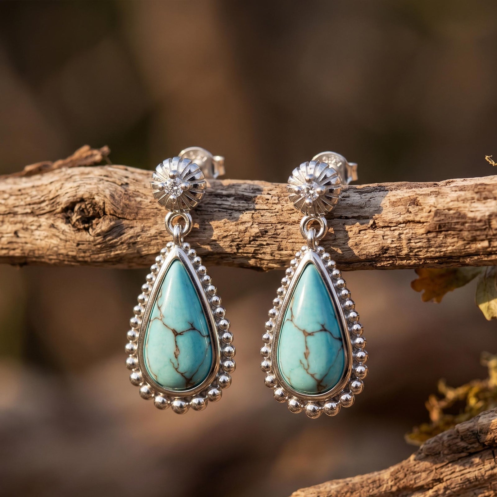 Desert Teardrop Earrings - Turquoise 1