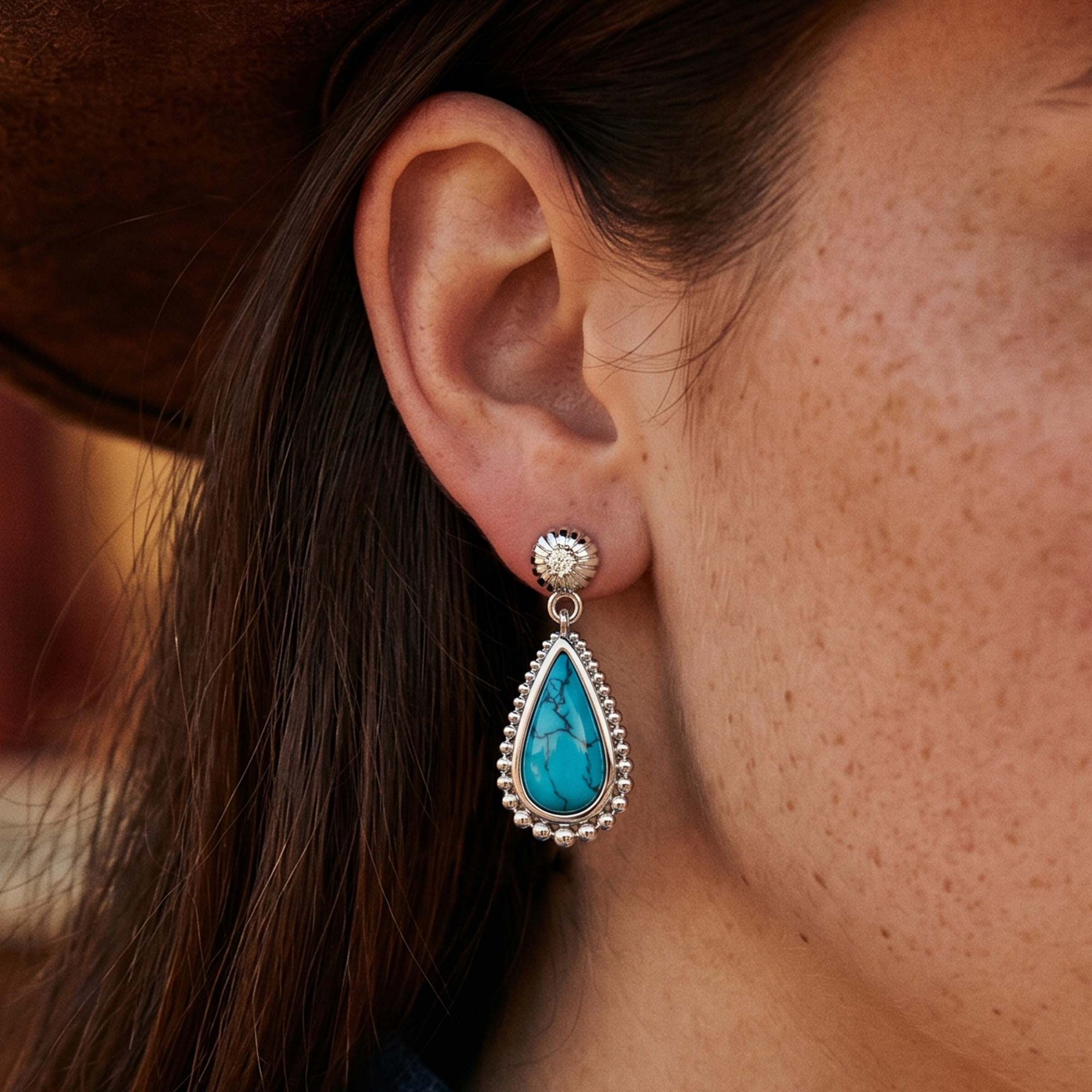 Desert Teardrop Earrings - Turquoise 4