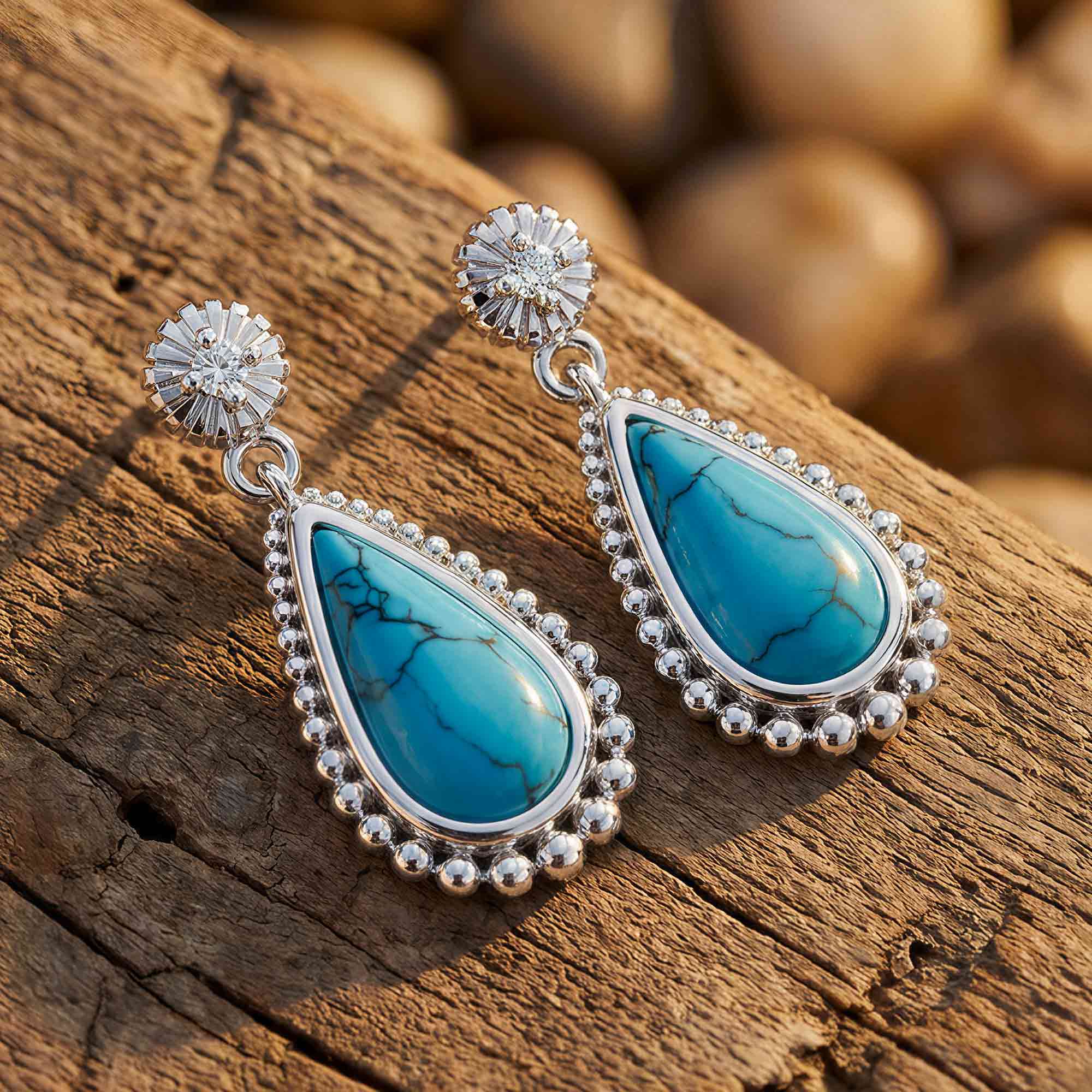 Desert Teardrop Earrings - Turquoise 3
