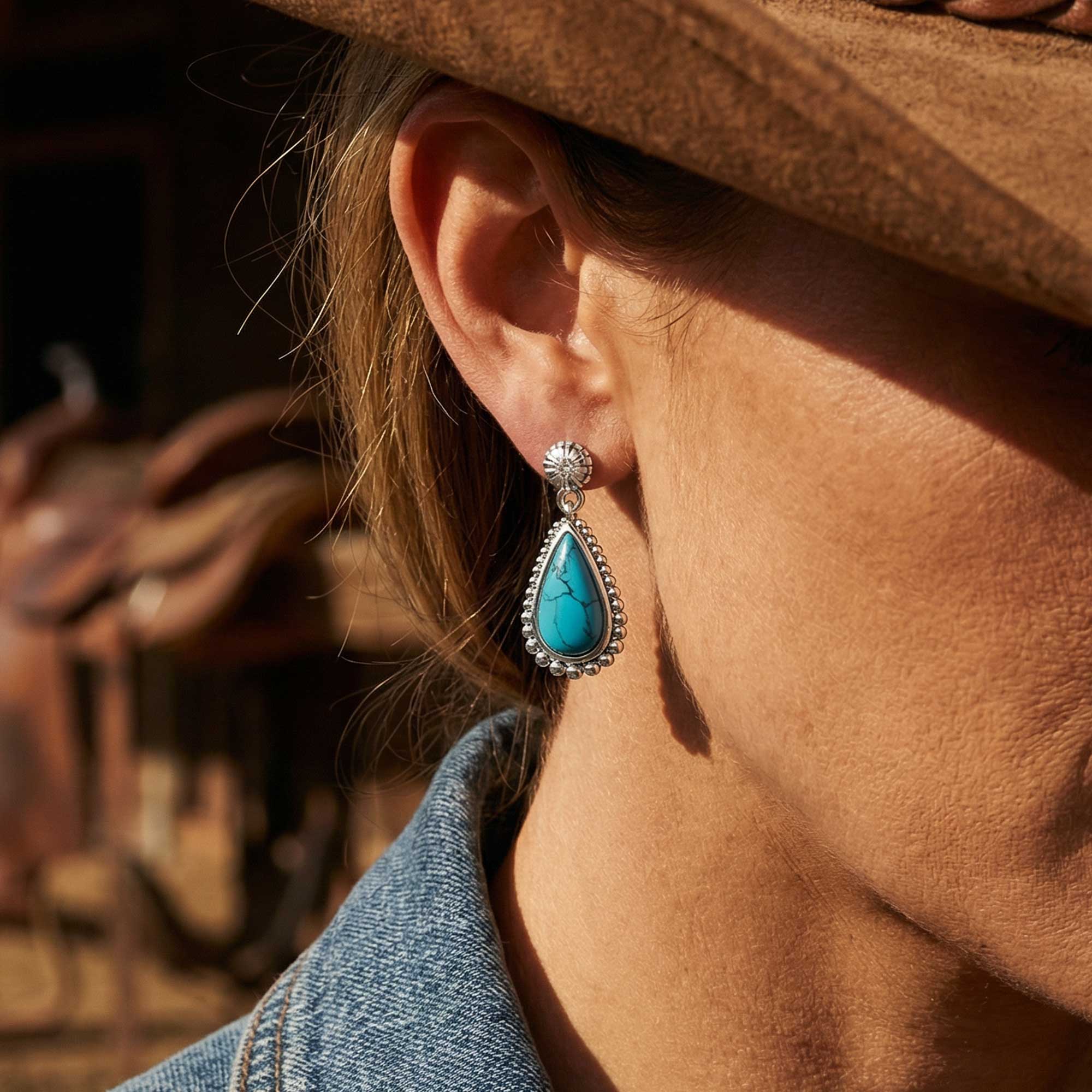 Desert Teardrop Earrings - Turquoise 2
