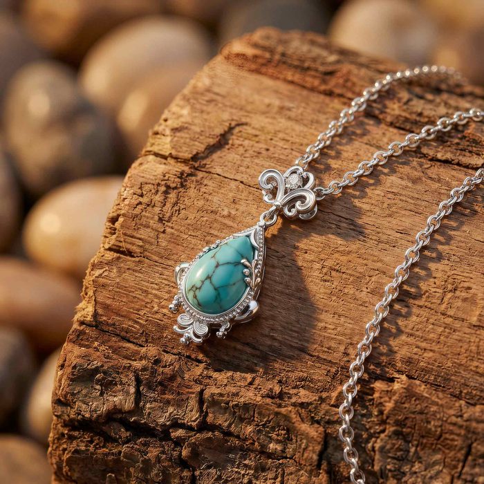 Desert Teardrop Necklace - Turquoise 1