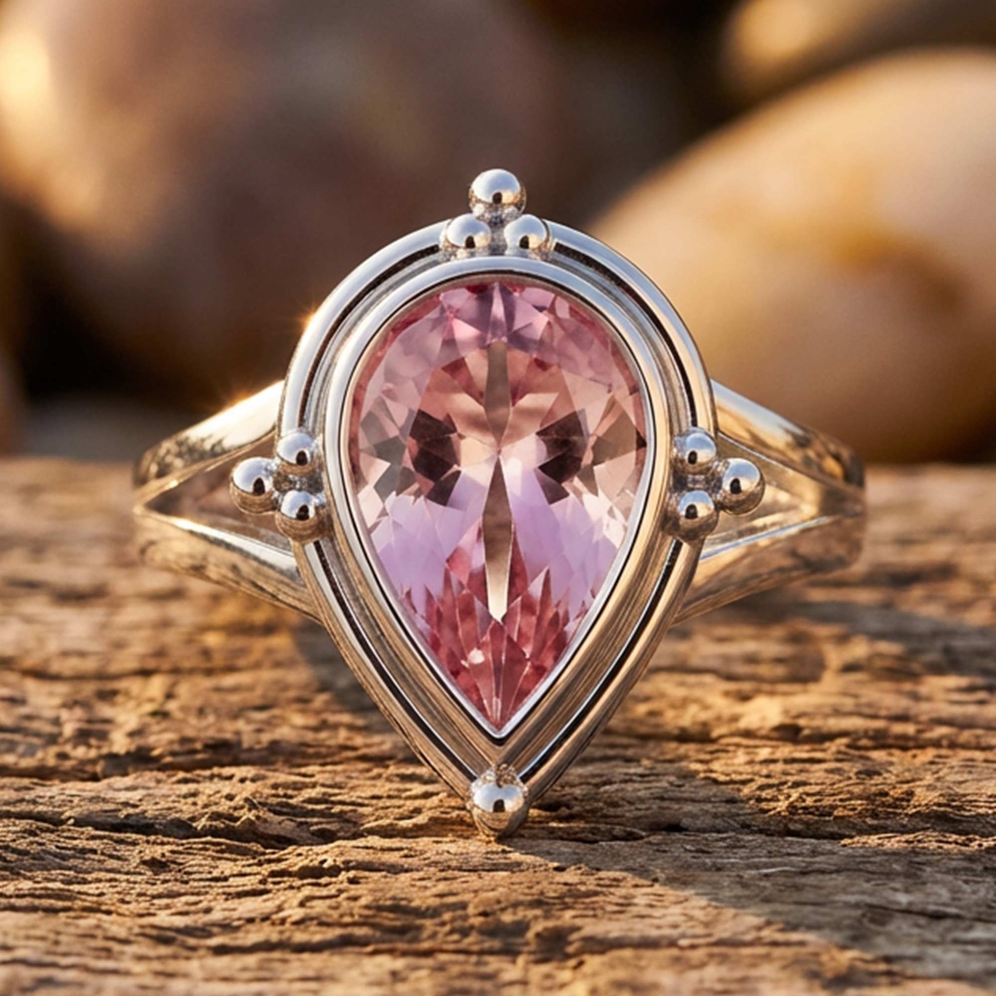 Desert Tears Ring - Rose Quartz 1