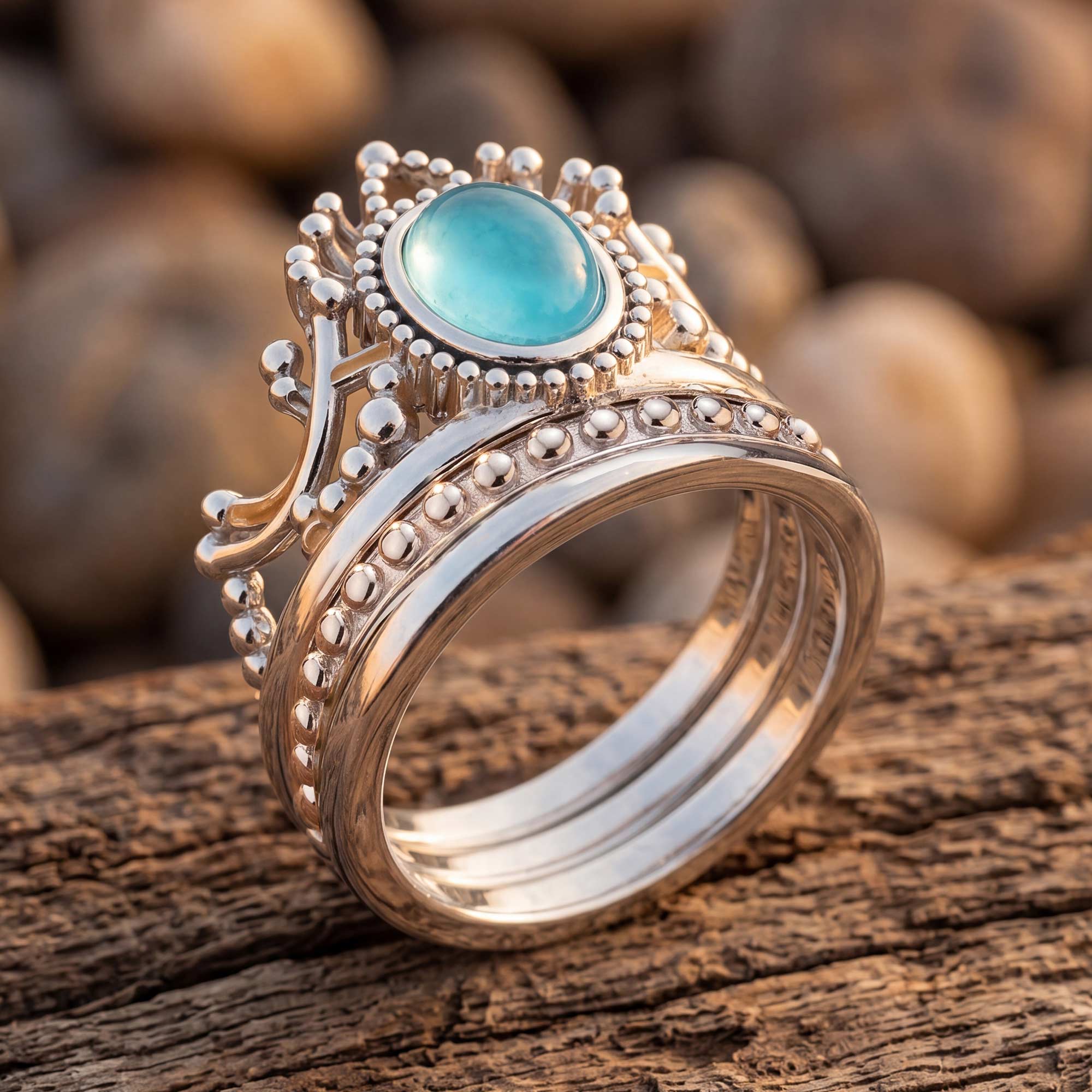 Dustland Crown Ring - Aquamarine 3