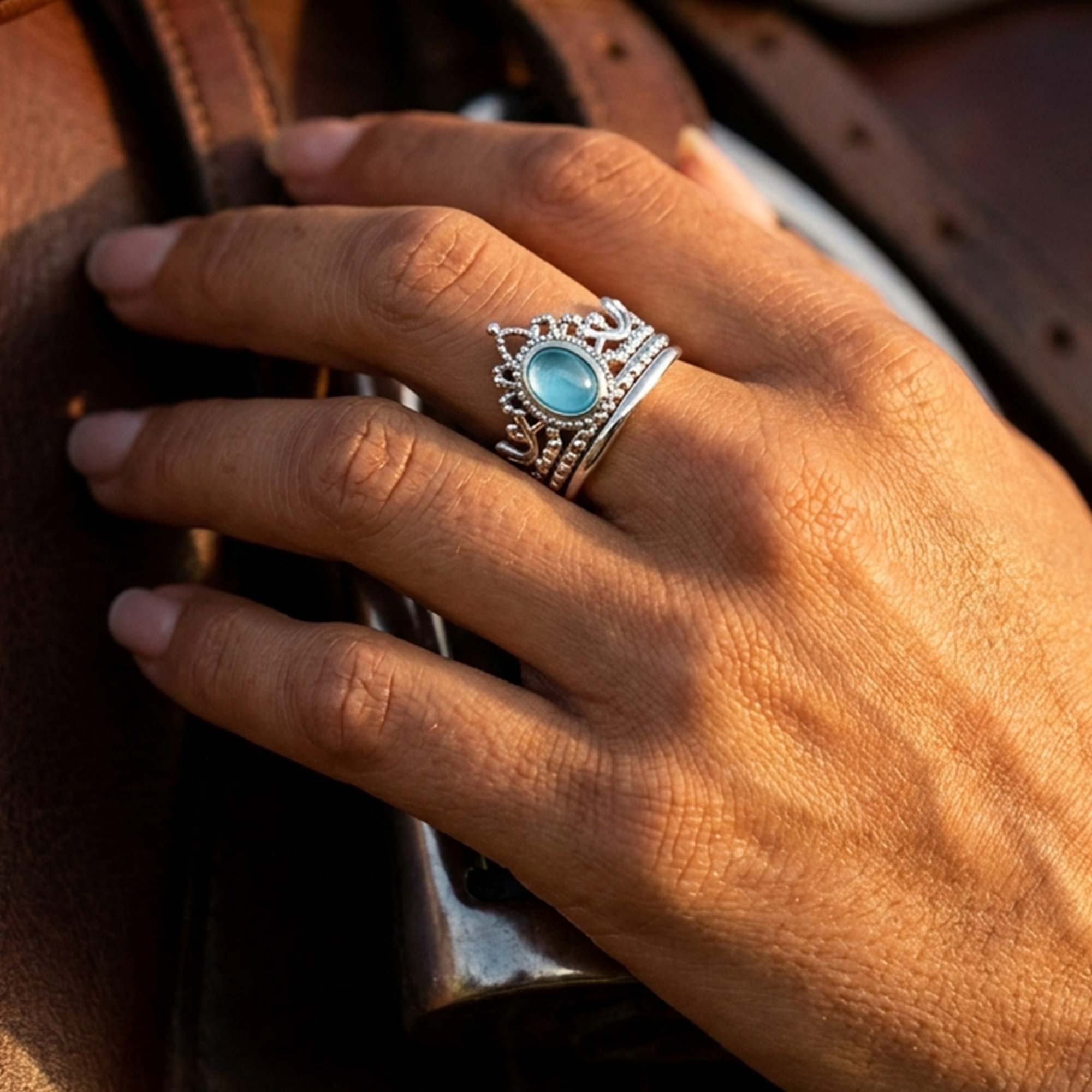 Dustland Crown Ring - Aquamarine 4